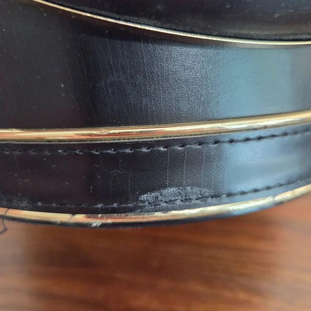 Vintage Mid Century MCM Black Faux Leather Ice Bucket Retro Barware Cocktails
